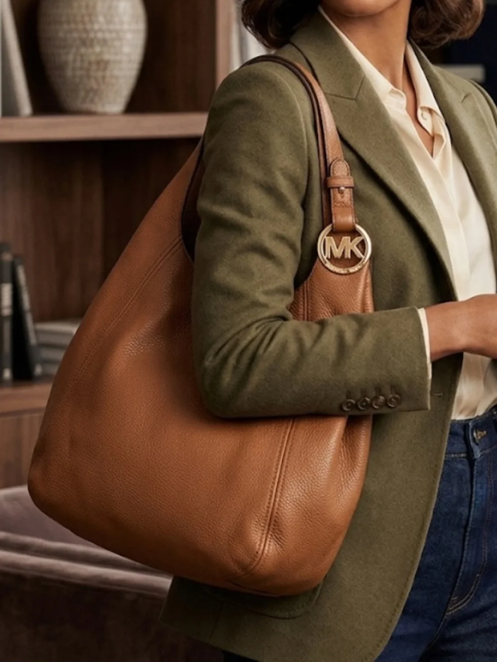Michael Kors Large Fulton Tote Camel Leather Shoulder Bag